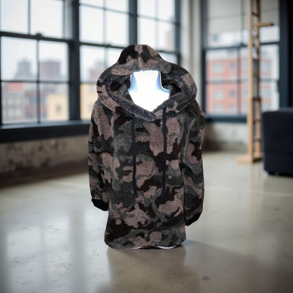 Evereve Dylan True Grit Heather Pile Camo Side Zip Pullover Hoodie Small